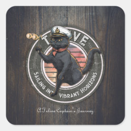 Black Cat Sunset: Een reis naar BLOEIEN Vierkante Sticker