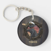 Black Cat Sunset: Een Reis naar THRIVE Rond Sleutelhanger (Voorkant)