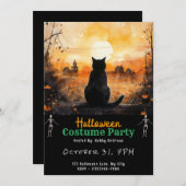 Black Cat Sunset Herfst Herfst Town Zwart Hallowee Kaart (Voorkant / Achterkant)