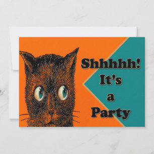 Black Cat Surprise feestje uitnodigen Kaart