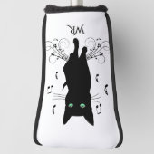 Black Cat Surrounded by Notes of Music Monogram Golfheadcover (Draai 90)