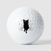 Black Cat Surrounded by Whispering Notes of Music Golfballen (Voorkant)