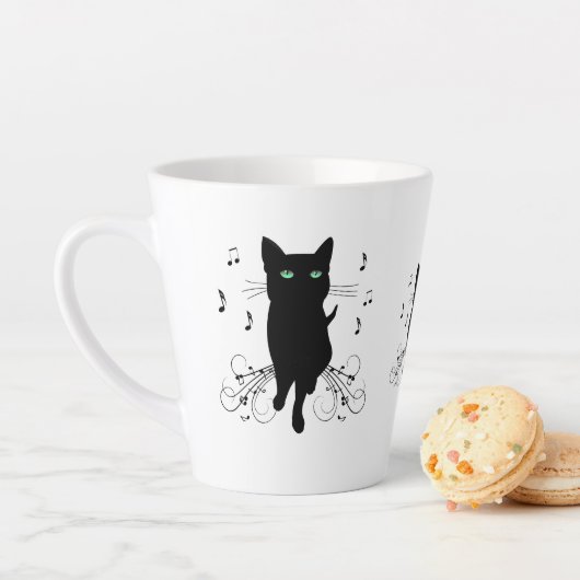 Black Cat Surrounded by Whispering Notes of Music Latte Mok (In situ)
