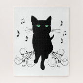 Black Cat Surrounded by Whispering Notes of Music Legpuzzel (Verticaal)