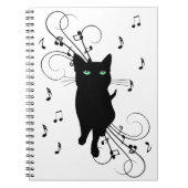 Black Cat Surrounded by Whispering Notes of Music Notitieboek (Voorkant)