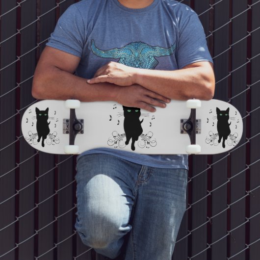 Black Cat Surrounded by Whispering Notes of Music Persoonlijk Skateboard (Buiten 3)