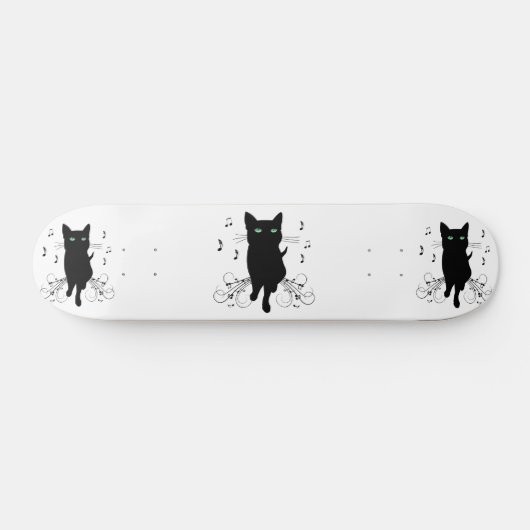 Black Cat Surrounded by Whispering Notes of Music Persoonlijk Skateboard (Horizontaal)