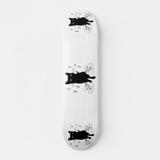 Black Cat Surrounded by Whispering Notes of Music Persoonlijk Skateboard (Voorkant)