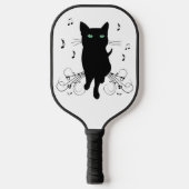 Black Cat Surrounded by Whispering Notes of Music Pickleball Paddle (Voorkant)