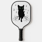 Black Cat Surrounded by Whispering Notes of Music Pickleball Paddle (Achterkant)