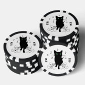 Black Cat Surrounded by Whispering Notes of Music Poker Chips (Opstapeling)