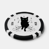 Black Cat Surrounded by Whispering Notes of Music Poker Chips (Enkel)