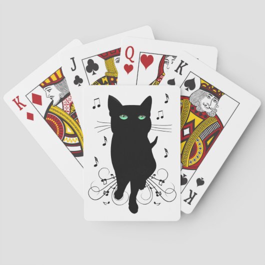 Black Cat Surrounded by Whispering Notes of Music Pokerkaarten (Achterkant)