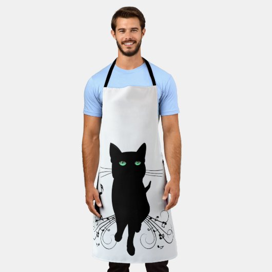 Black Cat Surrounded by Whispering Notes of Music Schort (Gedragen)