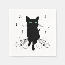 Black Cat Surrounded by Whispering Notes of Music Servet