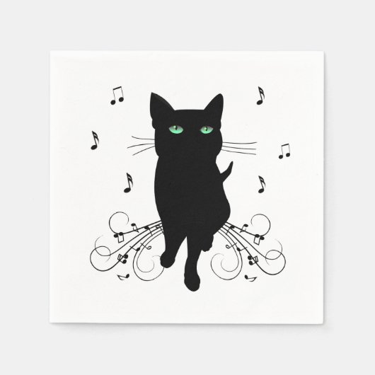Black Cat Surrounded by Whispering Notes of Music Servet (Voorkant)