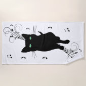 Black Cat Surrounded by Whispering Notes of Music Strandlaken (Voorkant)