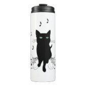 Black Cat Surrounded by Whispering Notes of Music Thermosbeker (Voorkant)