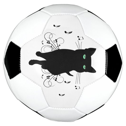 Black Cat Surrounded by Whispering Notes of Music Voetbal (Gedraaid)