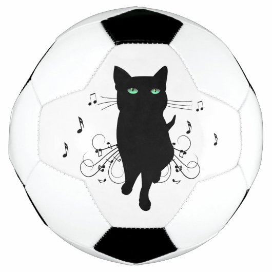 Black Cat Surrounded by Whispering Notes of Music Voetbal (Voorkant)
