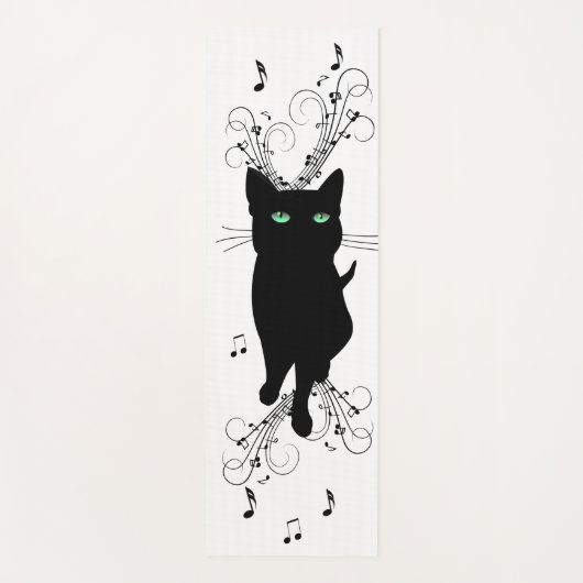 Black Cat Surrounded by Whispering Notes of Music Yogamat (Voorkant)