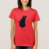 Black Cat T-Shirt met blauwe ogen (Voorkant)
