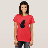Black Cat T-Shirt met blauwe ogen (Voorkant volledig)