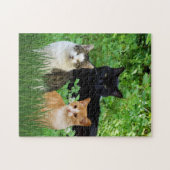 Black Cat Tabby Cat Fun Cats in tuin Legpuzzel (Horizontaal)