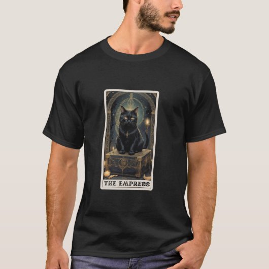 Black Cat Tarot Kaart De Keizerin Halloween Katten T-shirt (Voorkant)