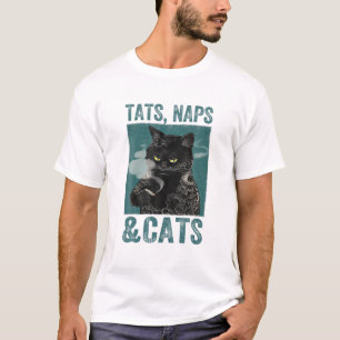 Black Cat Tats Naps voor katten, mama en katten T-shirt