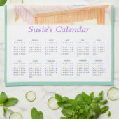 Black Cat & Tea Party Kitchen Towel Calendar Theedoek (Gevouwen)