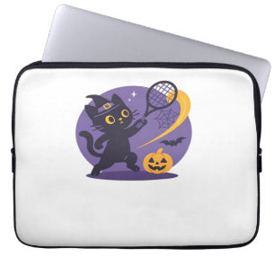 Black Cat Tennis Serveer Essentiële T-Shirt Laptop Sleeve