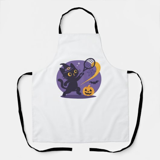 Black Cat Tennis Serveer Essentiële T-Shirt Schort (Voorkant)