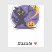 Black Cat Tennis Serveer Essentiële T-Shirt Sticker (Vel)