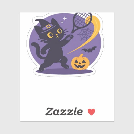 Black Cat Tennis Serveer Essentiële T-Shirt Sticker (Vel)