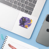 Black Cat Tennis Serveer Essentiële T-Shirt Sticker (Laptop met iPhone)