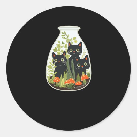 Black Cat Terrarium Sticker (Voorkant)