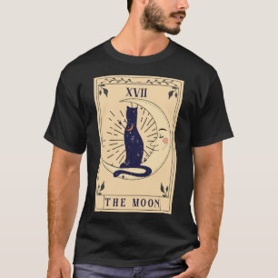 Black Cat The Moon Tarot Kaart Tarot Witchy  T-shirt