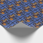 Black Cat Tombstone Bats Halloween Cadeaupapier (Hoek)