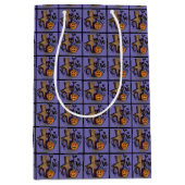 Black Cat Tombstone Bats Halloween Medium Cadeauzakje (Voorkant)