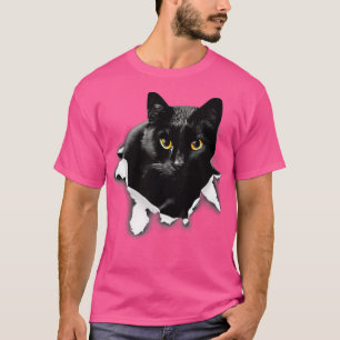 Black Cat Torn Cloth Gifts for Cat Lover, Cat Dad, T-shirt