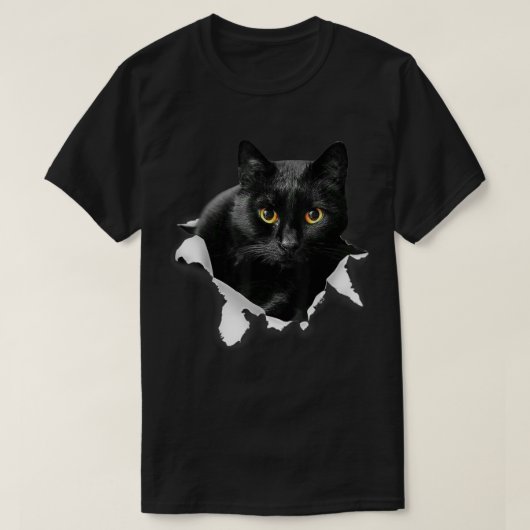 Black Cat Torn Cloth Gifts for Cat Lover, Cat Dad, T-shirt (Design voorkant)