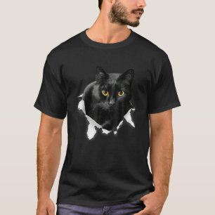 Black Cat Torn Cloth Gifts for Cat Lover, Cat Dad, T-shirt
