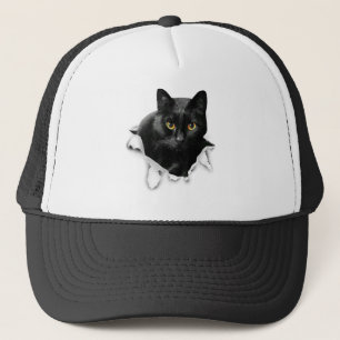 Black Cat Torn Cloth Gifts for Cat Lover, Cat Dad, Trucker Pet