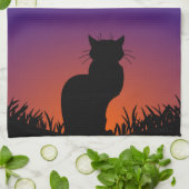 Black Cat Towel Black Cat Art Tea Towels Cat Decor Theedoek (Gevouwen)