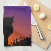 Black Cat Towel Black Cat Art Tea Towels Cat Decor Theedoek (Quarter Fold)