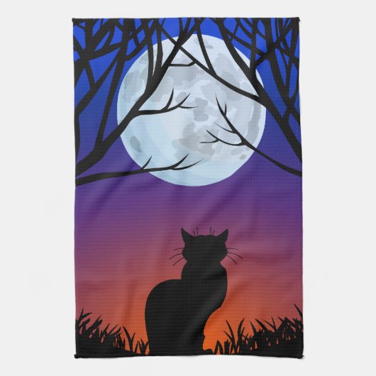 Black Cat Towel Black Cat Art Tea Towels Cat Decor Theedoek (Verticaal)