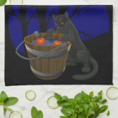 Black Cat Towel Spooky Halloween Cat Tea Towels Theedoek (Gevouwen)