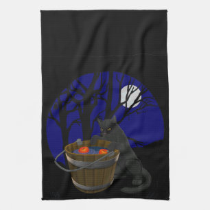 Black Cat Towel Spooky Halloween Cat Tea Towels Theedoek
