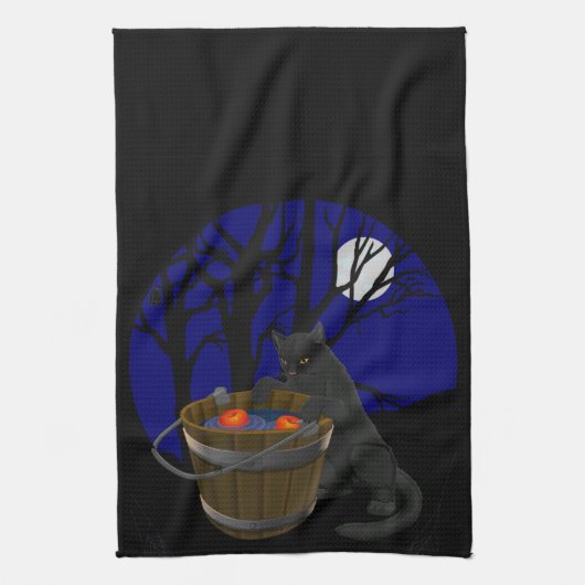 Black Cat Towel Spooky Halloween Cat Tea Towels Theedoek (Verticaal)